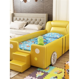 <span class=keywords><strong>Lit</strong></span> enfant en cuir style voiture de course JS, design moderne et simple, avec cadre en bois massif, écologique et confortable, amovible pour raccorder au <span class=keywords><strong>lit</strong></span> parent. - Product Image 2