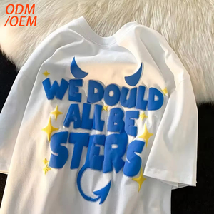 เสื้อยืดผู้ชายไซส์ใหญ่ ผ้าฝ้าย 100% เนื้อหนา ทรงเข้ารูป แขนสั้น พร้อมลายพิมพ์นูนแบบกำหนดเองและลายกราฟิกเรียบง่าย - Product Image 3