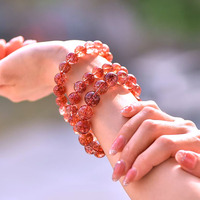 Bracelet en quartz doré naturel brésilien de qualité supérieure, rouge doré scintillant, pour un cadeau de luxe haut de gamme