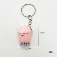 Porte-clés en résine en forme de tasse de bubble tea, breloque créative style boisson avec pendentif et détail paille pour clés de voiture et sac à dos
