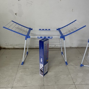 Séchoir à <span class=keywords><strong>linge</strong></span> mobile pliable à double niveau en forme d'aile, en métal, avec tuyau en fer, revêtement en poudre, pour extérieur, sur pied - Product Image 5