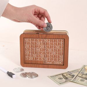 Tùy chỉnh tiền tiết kiệm hộp cho trẻ em bằng gỗ tiết kiệm mục tiêu với truy cập và số cho nhà con heo đất ngân hàng tái sử dụng con heo đất ngân hàng - Product Image 3