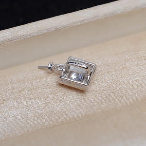 Pendentif en argent S925 fait à la main, accessoire de bricolage, support carré pour pendentif suspendu, support vide pour perle de 8 à 13 mm, accessoires pour boucles d'oreilles 4432 - Product Image 4