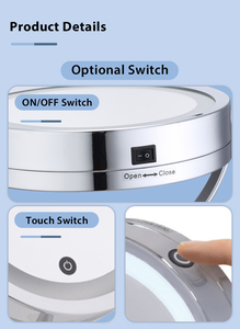 Espejo Cosmético Portátil Moderno de Doble Cara con Aumento 5X, Luces LED Tricolores Regulables, Logotipo Personalizado para Bodas - Product Image 5