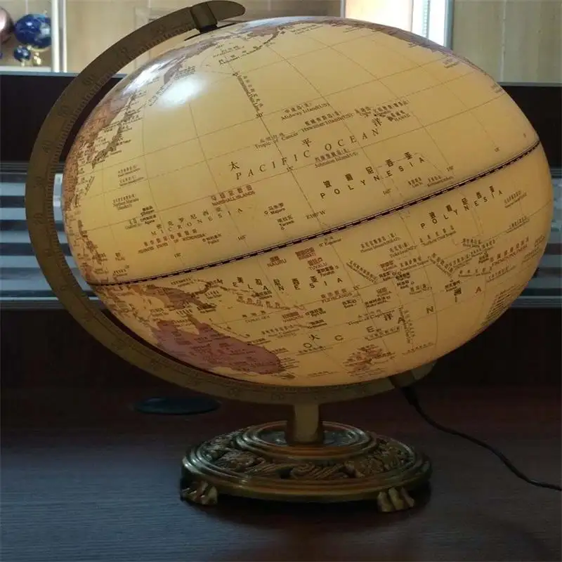 12 Inch Copper Metal Base Desk World Globe Rotating Educational Large World Map Earth Globes For Office Decoration