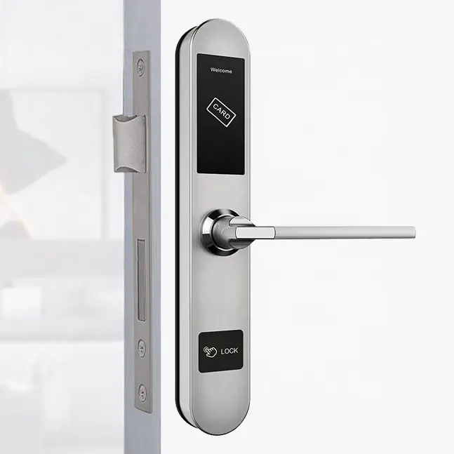 Porte en aluminium, pont cassé en Silm SS304, mortaise standard européenne, serrure de porte de chambre d'hôtel avec carte de clé RFID