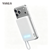Batterie externe magnétique sans fil personnalisée avec logo LED lumineux, chargeur portable 3-en-1 Qi 15W avec écran numérique 10000mAh
