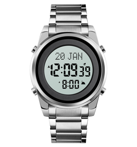 Montre SKMEI 1734 en gros, lumière EL, alarme horaire, sport, LED, hommes, haut <span class=keywords><strong>de</strong></span> gamme, Parais Azan, pour <span class=keywords><strong>les</strong></span> <span class=keywords><strong>prières</strong></span> musulmanes, avec bracelet en acier inoxydable - Product Image 3