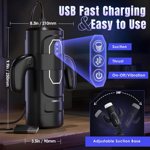 Masturbador Eléctrico Masculino - 100% Impermeable con 6 Funciones de Empuje y 3 de Succión, Sensación Realista, Copa de Masturbación Automática - Product Image 3