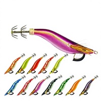 Leurre en bois personnalisable pour la pêche en mer, appât artificiel dur, hameçon lumineux pour calamar, taille 22 #   Appât de pêche bionique imitant le poisson