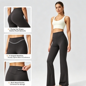 High Waist V-Back Flare Yoga Pants <b>with</b> <b>Pockets</b>, Tummy Control & Butt Lifting <b>Workout</b> <b>Leggings</b> for Women - Product Image 2