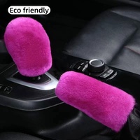 Échantillon de support d'usine : Housse de pommeau de levier de vitesse en fourrure de mouton australienne douce et pelucheuse pour accessoire automobile