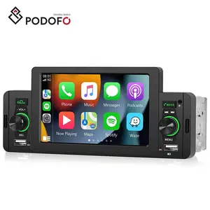 Podofo-Radio con reproductor MP5 para coche, dispositivo de 5 pulgadas, 1 Din, con Carplay y Android, estéreo, BT, FM, USB, unidad principal de carga rápida