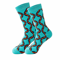 Chaussettes en tricot écologiques 168N colorées style streetwear, motif géométrique, unisexe, amusantes et tendance, prêtes à l'emploi, vente en gros