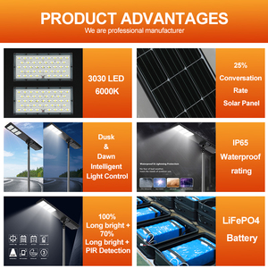 ALLTOP 200W 300W 400W太阳能路灯户外IP65防水灯控制LiFePO4电池太阳能发光二极管路灯 - Product Image 2