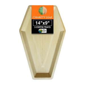 Vassoio a forma di bara 14 x 9 in foglie di palma naturali - Product Image 1