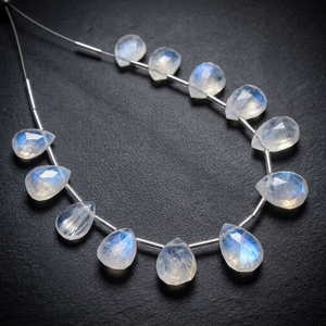 Rainbow Moonstone Faceted Briolette Pear-Drops Blue Loose Beads <b>Stone</b> for Jewelry Making Alifinternational - Product Image 3