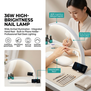 Lámpara <span class=keywords><strong>UV</strong></span> Portátil Inteligente Moderna de 24W/15W con Forma de Media Luna, con Luz <span class=keywords><strong>para</strong></span> Selfies y Soporte <span class=keywords><strong>para</strong></span> Teléfono Celular, <span class=keywords><strong>para</strong></span> Uso en el Hogar y Salón de Belleza - Product Image 6