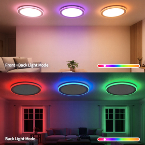 Smart <b>LED</b> <b>Ceiling</b> <b>Light</b> RGB Side-emitting Design 3CCT Dimmable with Remote Control <b>Modern</b> Round Lamp for Living Room Bedroom - Product Image 4