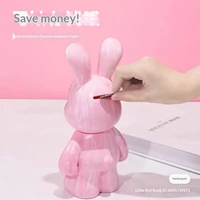 Vente en gros Fluid Rabbit DIY fait main en viscose, figurine à peindre, graffiti, avec autocollants, motif lapin, tirelire embryon blanche, jouet lapin