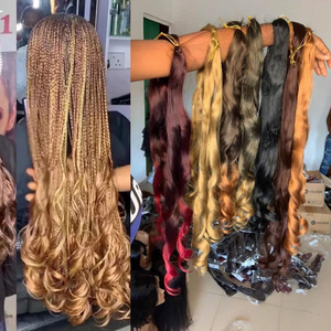Extensions de cheveux synthétiques en spirale française <span class=keywords><strong>moins</strong></span> chères en gros, mèches de cheveux à crocheter, tresses ombrées, attaches, vagues lâches, cheveux à tresser - Product Image 4