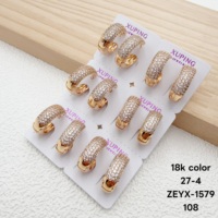 Pendientes de Aro XUPING con Baño de Oro de 18K y Circonitas Completas, Pendientes Huggie de Lujo Brillantes con Zirconia para Fiesta, Venta al por Mayor