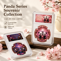 Pièce de monnaie Panda en cuivre pur 999 de 1 oz, 3D en relief, peinte aux UV, édition collector effet proof, avec boîte de présentation