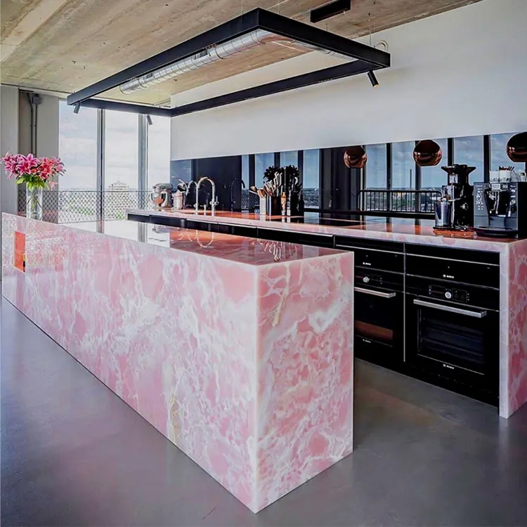 YD STONE Luxo Rosa ônix Mármore Fantasia Rosa ônix Preço piso de ônix rosa polido para decoração