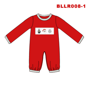 Ensembles de vêtements pour bébés de Noël personnalisés 2022, vêtements pour enfants en coton brodés, tenues pour enfants smockées, vente en gros - Product Image 2