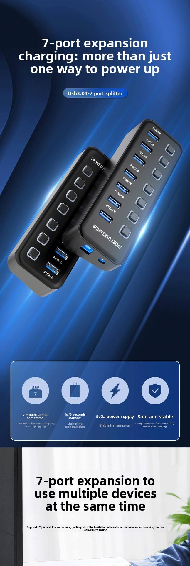 ORANGLES U3H703 7-Port USB 3.0 Hub | Multi-Interface Laptop Splitter with Individual On/Off Switches | High-Speed Docking Station – orangles Kuwait - full product showcase - displaying specifications - Image 5 of 6 | adapts to any space | U3H703 7-Port USB 3.0 Hub | Multi-Interface Laptop Splitter with Individual On/Off Switches | High-Speed Docking Station – orangles Kuwait deal New Jersey | Free Shipping ORANGLES