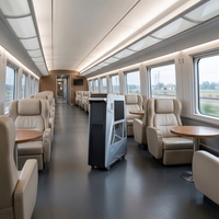 Chariot de service intelligent à double écran tactile LCD pour cabine de train à grande vitesse, avec SDK interactif pour la restauration et animation sur rail intérieur