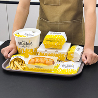 Emballages jetables pour la restauration rapide à emporter, boîtes à hamburgers personnalisées avec logo imprimé, boîtes écologiques pour frites et poulet frit