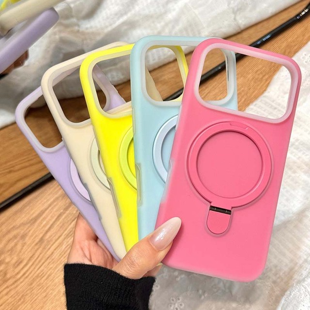 Macaroon Matte Magnetic Case with Ring Stand Camera Protector for iPhone 17 Pro Max for iPhone 16 Phone Case Metal Kickstand