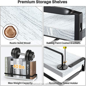 الخشب رف معلق على الحائط رف كتب رف معلق - Product Image 5