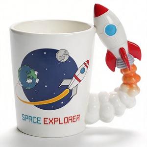 Cartoon Ceramic <b>Coffee</b> Mug With Rocket Handle Space Explorer Design Party Novelty Mugs - Product Image 2