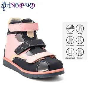 Princepard Corrective Orthopedic High-Top AFO Leather Closed-Toe Sandal Orthopedic Shoes for Children with Flat Foot