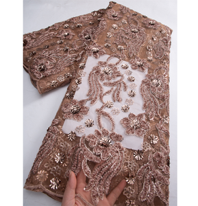 4328 africain Tulle dentelle tissu 2025 velours nigérian brocart doré <span class=keywords><strong>Net</strong></span> paillettes dentelle tissu pour couture mariage fête femmes robe - Product Image 1