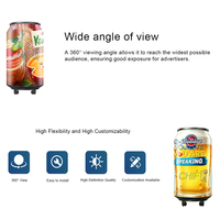 Écran LED créatif en forme de canette de bière, affichage vidéo 360°, pilier d'affichage LED cylindrique pour exposition