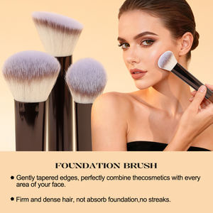 Ensemble de pinceaux de <span class=keywords><strong>maquillage</strong></span> professionnels en fibres synthétiques vegan personnalisées, avec manche transparent et virole en aluminium, vente en gros ODM OEM - Product Image 5