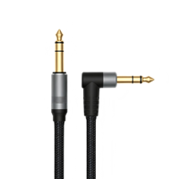 Kabel TRS Male-Male 1/4 Inch HiFi Pabrik, Konduktor OFC, Jaket Kepang, Pelindung Foil untuk Gitar Elektrik/Bass Power Amplifier