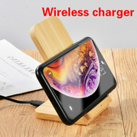 Chargeur sans fil rapide 10W station d'accueil en bois de bambou pour iPhone 13 pour Xiaomi Samsung-téléphone portable de charge par induction