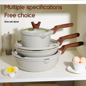 2025 Hiện Đại Nhà Bếp 7-Mảnh Thiết Lập Bền Die-Cast Nhôm Đồ Nấu Nướng Dọc Sọc Cho Màu Xanh Kim Cương Lớp Phủ Kim Loại Bộ Đồ Nấu Nướng - Product Image 5