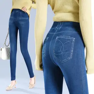 14 Colours Wholesale Women Girls Jeans Autumn Winter Thick <strong>Wool</strong> Ring Style Jeans Long <strong>Pants</strong> - Product Image 1
