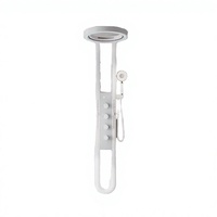 Ensemble de douche thermostatique multifonction noir en laiton avec mitigeur de bain et douche pluie, robinets doseurs, pour usage hôtelier, montage mural, finition nickel