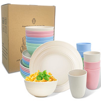 Service de table en fibre de paille de blé de style nordique, léger, assiettes, bols, tasses, écologique, incassable, 32 pièces