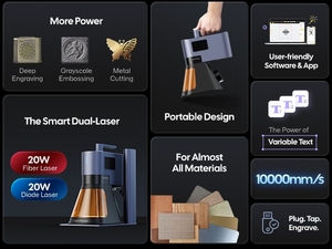 Laserpecker lp5 bán Hot Dual laser nguồn tất cả các vật liệu khắc công cụ gỗ cắt kim loại 3D dập nổi máy khắc sâu - Product Image 5