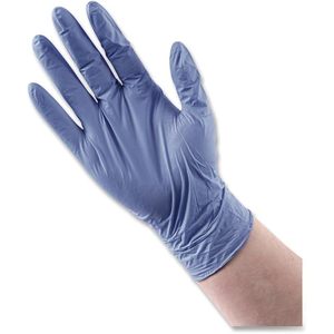 Gants jetables en nitrile bleu sans poudre Boardwalk Série 380, 9,5 pouces, épaisseur 4 mil, usage général, taille moyenne, 100 par boîte - Product Image 5