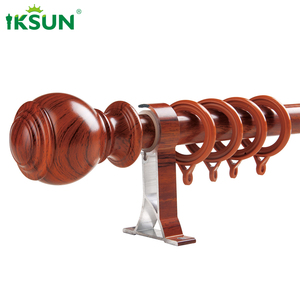 IKSUN vente en gros en aluminium Double support en <span class=keywords><strong>bois</strong></span> fleuron salon <span class=keywords><strong>tringle</strong></span> à rideaux ensembles décoratifs - Product Image 1