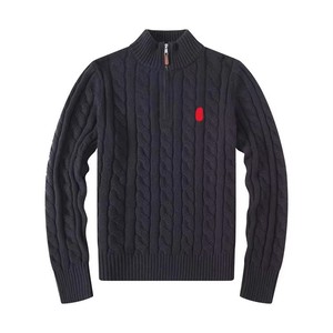 Maglione Invernale da Uomo alla Moda con Mezza Zip in <span class=keywords><strong>Cotone</strong></span>, Nuovo Top Lavorato a Maglia con Logo Frontale - Product Image 2
