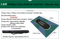 Tapis de poker Texas Hold'em portable et écologique de 180*90*0.2cm avec technologie double couche en tissu et caoutchouc